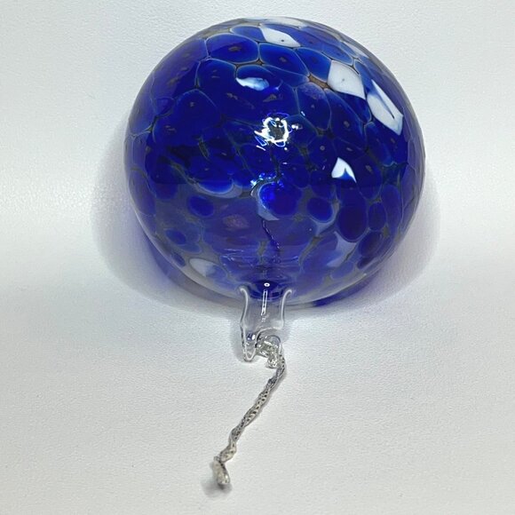 Handmade Blown Glass Ball Holiday Ornament Decor Cobalt Blue - Picture 2 of 7